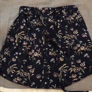 LOFT Floral Blue Belted Mini